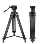 Heavy Duty Video Tripod, Cayer 64 Inch BV30-Camcorder Tripod System Aluminum Leg, K3 Fluid Head, Mid-Level Spreader, Max Loading 13.2 LB, DSLR Shooting, Plus 1 Bonus Quick Release Plate, Carrying Bag