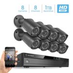 Amcrest Full-HD (AMDV10818-8B-B) 1080P 8CH Video Security System w/ Eight 2.0MP (1920TVL) Outdoor IP67 Bullet Cameras, 66ft Night Vision, Pre-Installed 1TB Hard Drive (Black)