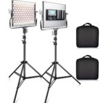 ?New Version? FOSITAN 2 Packs Dimmable Bi-Color LED Video Light Kit Studio Lights with LCD Display, U Bracket, 79 Inches Light Stand, CRI 96+ for Video Professional Shooting, Studio Photography