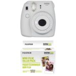 Fujifilm Instax Mini 9 Instant Camera – Smokey White with Value Pack – 60 Images