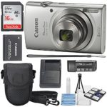 Canon PowerShot ELPH 180 Digital Camera (Silver) + 16GB SDHC Memory Card + Mini Table Tripod +Protective camera case with Deluxe Cleaning Bundle