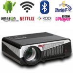 Gzunelic 4500 lumens Android Wifi 1080p Video Projector LCD LED Full HD Theater Proyector with Bluetooth Wireless Synchronize to Smart Phones by Airplay or Miracast Ideal for Home Entertainment