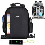 CADeN Camera Backpack Professional DSLR Bag with USB Charging Port Rain Cover Photography Laptop Backpack for Women Men Waterproof Camera Case Compatible for Sony Canon Nikon Lens Tripod Accessories