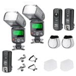Neewer PRO NW670 E-TTL Photo Flash Kit for CANON Rebel T5i T4i T3i T3 T2i T1i XSi XTi SL1, EOS 700D 650D 600D 1100D 550D 500D 450D 400D 100D 300D 60D 70D DSLR Cameras, Canon EOS M Compact Cameras – Includes: 2 Neewer Auto-Focus Flash with LCD Screen + 2.4 GHz Wireless Trigger (1 Transmitter, 2 Receivers) + 2 Cables(C1-Cord + C3-Cord Cables) + 2 Hard & Soft Flash Diffuser + 2 Lens Cap Holder