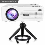 QKK 2400Lux Mini Projector -Full HD LED Projector 1080P Supported, 50,000 Hour Lamp Life with 170″ Display for Home Theater Entertainment,Slide Projector HDMI,TV,SD Card,AV,VGA,USB x2 Supported