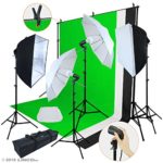 Linco Lincostore LED 3200 Lumens Photo Video Studio Light Kit AM243 – Including 3 Color Backdrops (Black/White/Green) Background Screen