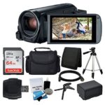 Canon VIXIA HF R800 Camcorder (Black) + SanDisk 64GB Memory Card + Digital Camera/Video Case + Extra Battery BP-727 + Quality Tripod + Card Reader + Tabletop Tripod/Handgrip – Deluxe Accessory Bundle