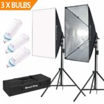 MOUNTDOG 1350W Photography Softbox Lighting Kit 20″X28″ Professional Continuous Light System with 3pcs E27 Video Bulbs 5500K Photo Studio Equipment for Filming Model Portraits Advertising Shooting
