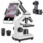 Student Microscope 40X-1000X Optical Glass Lens All-Metal LED Biological Compound Monocular Microscope 16X Eyepiece Cellphone Digiscoping Adapter Capturing The Micro World in The Screen