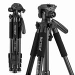 MACTREM PT55 Travel Camera Tripod Lightweight Aluminum for DSLR SLR Canon Nikon Sony Olympus DV with Carry Bag -11 Lbs(5Kg) Load (Black)