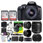 Canon EOS Rebel DSLR T6 Camera Body + Canon 18-55mm EF-S IS II Autofocus Lens + Wide Angle & 2x 58mm Lens + SanDisk 64GB Card + T6/1300D for Dummies + Photo4Less Gadget Bag + Quality Tripod – Full Kit