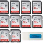 SanDisk Ultra – 10 Pack Bundle UHS-I Class 10 SD Flash Memory Card Retail (SDSDUNC-032G-GN6IN) – With Everything But Stromboli (TM) Combo Card Reader