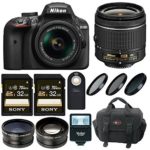 Nikon D3400 DSLR Camera with 18-55 Lens and 64GB Kit + Flash, Filters and Bundle