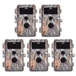 BlazeVideo 5-Pack 16MP 1080P Video Game Trail Cameras Wildlife Deer Hunting Cams with 65ft Night Vision, No Glow & No Flash Infrared LEDs, PIR Motion Activated, IP66 Waterproof, 0.6S Trigger, 2.4” LCD