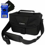 Canon Well Padded Compact Multi Compartment Gadget Bag for EOS 7D/7D MARK II, 70D, Rebel T2i, T3, T4i, T5, T5i, T6, T6i, T6s, T7i & SL1 DSLR Digital Cameras + HeroFiber Ultra Gentle Cleaning Cloth