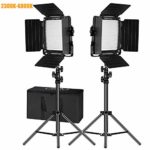 GVM 2 Pack Video Lighting Bi-Color LED Video Light Variable 2300K~6800K with Digital Readout for Studio Brightness of 10~100% Metal Housing for Video Photography Lighting Kit 29W CRI97+ TLCI97 +