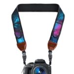 TrueSHOT Camera Strap with Galaxy Neoprene Pattern and Accessory Storage Pockets by USA Gear – Works with Canon, Fujifilm, Nikon, Sony and More DSLR, Mirrorless, Instant Cameras