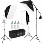 CRAPHY Professional Photo Studio Soft Box Lights Continuous Lighting Kit 3x135W 5000K Bulbs + 20″x25″ Softbox + 80″ Light Stand + Carrying Bag