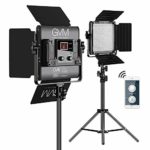 GVM 2 Pack LED Video Lighting Kits with APP Control, Bi-Color Variable 2300K~6800K with Digital Display Brightness of 10~100% for Video Photography, CRI97+ TLCI97 Led Video Light Panel +Barndoor