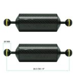 KitDive 2 x 8″ / 20.5 cm D60mm Carbon Fiber Underwater Float Arm for Video Light/Strobe mounting (2 PCS)