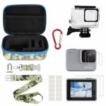 Kitspeed Accessories kit for GoPro Hero 7 White/Silver, Including Waterproof Housing Case/Portable Small Carrying case/Screen Protector/Carabiner/Camouflage Strap/Anti-Fog Insert