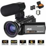 ACTITOP 4K Camcorder, Video Camera 48MP UHD WiFi 16X Digital Zoom IR Night Vision 3 inch IPS Touch Screen Video Camcorder with Microphone,Wide Angle Lens,LED Light and Camera Travel Bag