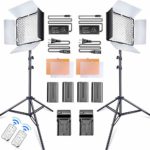 SAMTIAN LED Video Light 600 LED Camera/Studio Light Kit CRI95 3200K/5600K Camcorder Light Kit with Barndoors 75 inches Light Stand Batteries and Remote Camera Photo Light for Studio Photography, Video