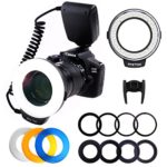 PLOTURE Flash Light with LCD Display Adapter Rings and Flash Diff-Users for Canon Nikon and Other DSLR Cameras