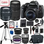 Canon EOS Rebel T6i Digital SLR Camera with EF-S 18-55mm is STM and EF 75-300mm Lens (Black) 19PC Professional Bundle Package Deal –SanDisk 64gb SD Card + Canon Shoulder Bag + More
