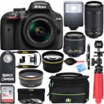 Nikon D3400 24.2MP DSLR Camera with AF-P 18-55 VR and 70-300m Lenses (1573B) – (Certified Refurbished) (18-55 VR and 70-300 2 Lens Deluxe Kit)