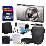 Canon PowerShot ELPH 360 HS Digital Camera (Silver) + Transcend 32GB Memory Card + Camera Case + USB Card Reader + LCD Screen Protectors + Memory Card Wallet + Cleaning Pen + Complete Accessory Bundle
