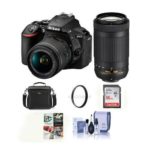 Nikon D5600 DSLR Camera Kit w/AFP DX 18-55mm f/3.5-5.6G VR & AFP DX 70-300/4.5-6.3G Lenses – Bundle With camera Case, 16GB SDHC Card, Cleaning Kit, 55mm UV Filter, Software Package,