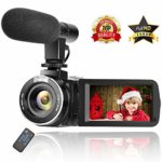 Camcorder Digital Video Camera Full HD 1080P 30FPS Vlogging Camera with External Microphone and Remote Control