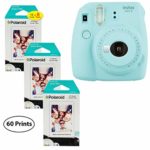 Fujifilm Instax Mini 9 Instant Camera (Ice Blue), 3x Twin Pack Instant Film (60 Sheets) Bundle