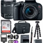 Canon EOS Rebel T7i Digital Camera: 24 Megapixel 1080p HD Video DSLR Bundle with Wide Angle 18-55mm Lens 32GB SD Card Mini Tripod Filter Kit & Flash – Professional Vlogging Sports & Action Cameras