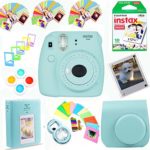 Fujifilm Instax Mini 9 Instant Film Camera (Ice Blue) + Instax Film (10 Shots) + Photix Pleather Case + 64 Pocket Album+ Photix Self-Standing Frames + Stick-on Frames Exclusive Instax Design Bundle