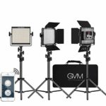 GVM 3 Pack LED Video Lighting Kits with APP Control, Bi-Color Variable 2300K~6800K with Digital Display Brightness of 10~100% for Video Photography, CRI97+ TLCI97 Led Video Light Panel +Barndoor