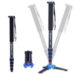 Unipod Monopod Tripod for Camera DSLR Camcorder DV, Lightweight Portable Aluminum Alloy Alpenstock, Tripod Base Included, 5 Sections Up to 65 in