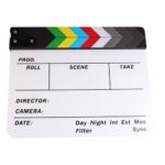 PMLAND Professional Studio Camera Photography Video Acrylic Clapboard Dry Erase Director Film Movie Clapper Board Slate with Color Sticks 10×12 (White)