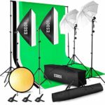 ESDDI Lighting Kit Adjustable Max Size 2.6Mx3M Background Support System 3 Color Backdrop Fabric Photo Studio Softbox Sets Continuous Umbrella Light Stand with Portable Bag