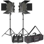 Neewer 2-Pack Dimmable Bi-color 660 LED Video Light and Stand Lighting Kit with Large Carrying Bag for Photo Studio Video Photography, Durable Metal Frame, 660 LED Beads,3200-5600K,CRI 96+