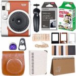 Fujifilm Instax Mini 90 Instant Camera + Fuji Instax Film (20 Sheets) + Giant Accessories Bundle(12 Piece) (Brown)