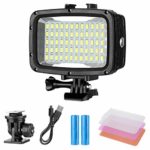 Neewer Underwater Lights Dive Light 60 LED Dimmable Waterproof LED Video Light 131feet/40m for GoPro Hero 6 5 4 Hero Session Canon Nikon Pentax and Other Action and DSLR Cameras (Battery Included)