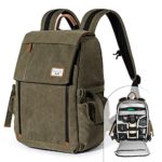 Camera Backpack Zecti Waterproof Canvas Professional Camera Bag for Laptop and Other Digital Camera Accessories with Rain Cover-Green