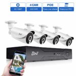BNT 1080P 8CH PoE Camera System, 8Channel NVR 4 Bullet Camera, 7/24 Recording H.265+ Onvif, Free APP Remote View, Customizable Motion Detect? IP67 Waterproof Indoor Outdoor,No Hard Drive