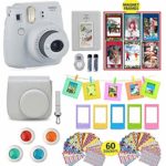 Fujifilm Instax Mini 9 Instant Camera with Accessories | Bundle of Soft Leather Case + Mini Photo Album + 6 Christmas Magnet Frames + 4 Colored Lenses + Selfie Lens + 10 Photo Frames + Stickers + More