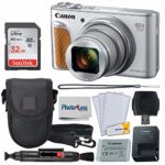 Canon PowerShot SX740 HS Digital Camera (Silver) + 32GB Memory Card + Point & Shoot Case + USB Card Reader + Lens Cleaning Pen + LCD Screen Protectors + Photo4Less Cleaning Cloth – Accessory Bundle