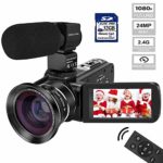 Video Camera Camcorder MELCAM HD 1080P Digital YouTube Vlogging Camera with 3.0 Inch IPS Touch Screen+External Microphone + IR Night Vision + Wide Angle Lens + 2.4G Remote Control +32GB Memory Card
