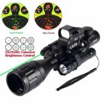 UUQ 4-16x50EG Parallax Adjustable Combo Rifle Scope W/Green Laser, Reflex Sight, and 5 Brightness Modes Flashlight