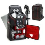 USA GEAR Digital SLR Camera Backpack w/15.6″ Laptop Compartment (Red) Featuring Padded Custom Dividers, Tripod Holder, Rain Cover. Long-Lasting Durability & Storage – Compatible w/Many DSLR Cameras